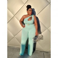 Curvaceous Boutique Mint Pretty Cut-Out Jumpsuit