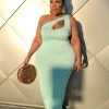 Curvaceous Boutique Mint Pretty Cut-Out Dress DRESSES