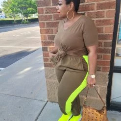 Curvaceous Boutique Olive Green Side Kick Set NEW
