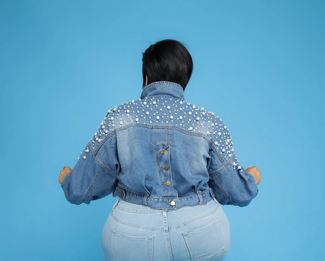 Curvaceous Boutique Drip In Pearl Denim Jacket 4 Curvaceous Boutique Drip In Pearl Denim Jacket