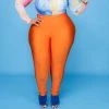 Curvaceous Boutique Orange Shiny Leggings