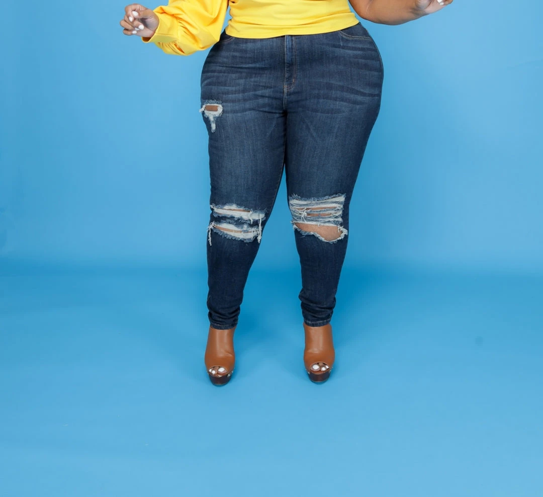 Curvaceous Boutique Dark Blue Distressed Vintage Jeans 3 Curvaceous Boutique Dark Blue Distressed Vintage Jeans