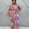 Curvaceous Boutique Creamsicle Flare Jumpsuit