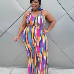 Curvaceous Boutique Creamsicle Flare Jumpsuit
