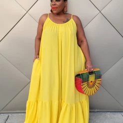 Curvaceous Boutique Yellow Lea Maxi Dress DRESSES
