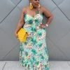 Curvaceous Boutique DRESSES Green Safari Ruffle Dress