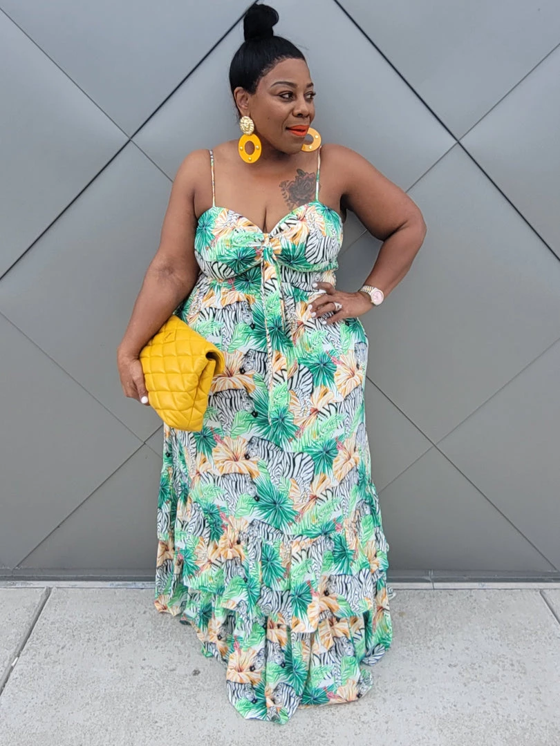 Curvaceous Boutique DRESSES Green Safari Ruffle Dress 3 Curvaceous Boutique DRESSES Green Safari Ruffle Dress