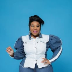 Curvaceous Boutique Lite Two-Tone Puff Sleeve Jacket NEW