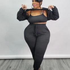 Curvaceous Boutique SETS Black Safety Knit Set