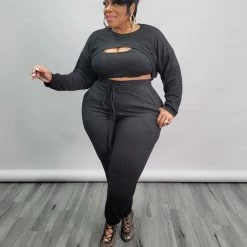 Curvaceous Boutique SETS Black Safety Knit Set