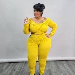 Curvaceous Boutique Yellow Ruche Hour Set