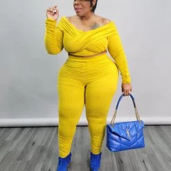 Curvaceous Boutique Yellow Ruche Hour Set