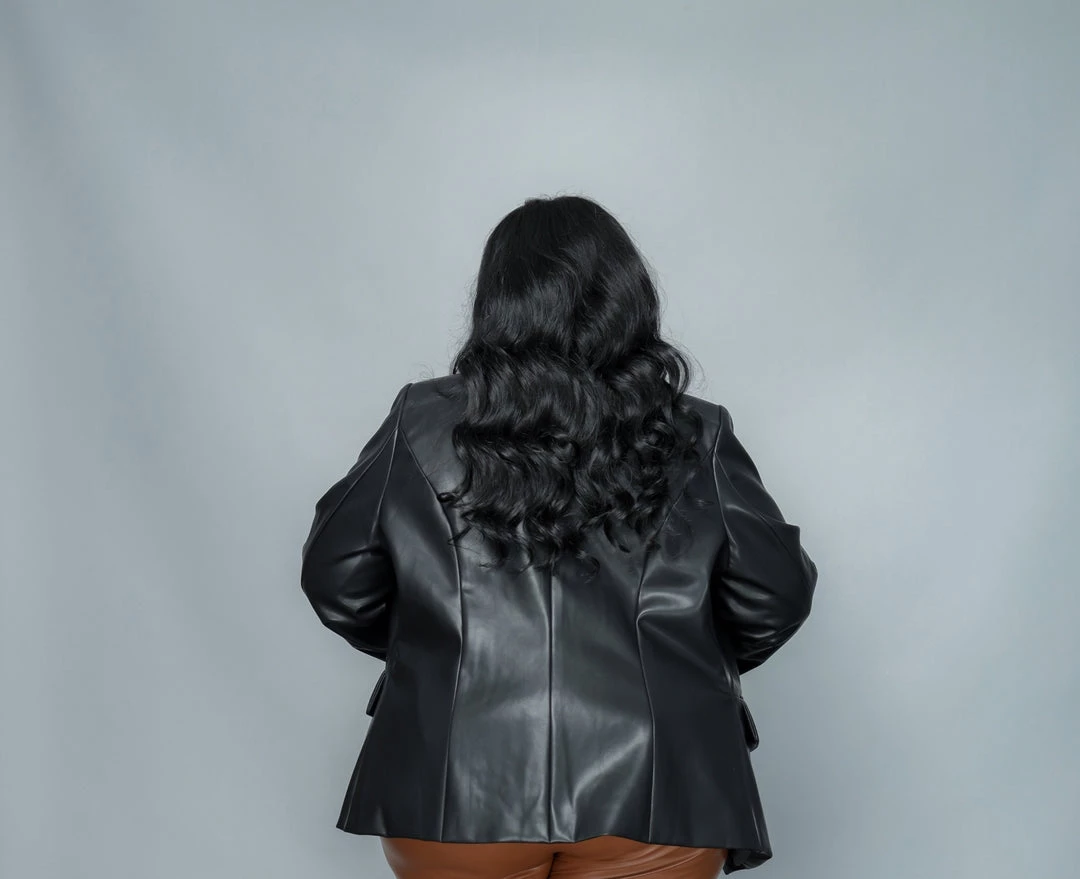 Curvaceous Boutique Black Vegan Leather Blazer 4 Curvaceous Boutique Black Vegan Leather Blazer