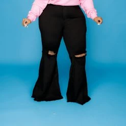 Curvaceous Boutique Black Distressed Bell Bottom Jeans 7 Curvaceous Boutique Black Distressed Bell Bottom Jeans