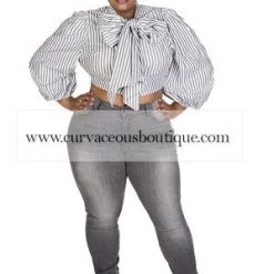 Curvaceous Boutique Grey Knee Slit Jeans