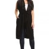 Curvaceous Boutique Black Crepe Techno Duster