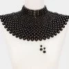 Curvaceous Boutique ACCESSORIES Black Pearl Armor Bib Necklace