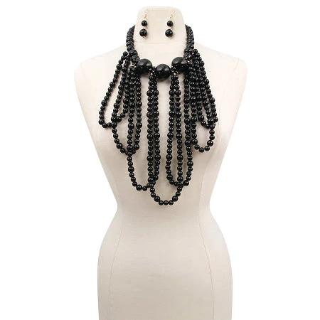 New Arrivals Black Pearl Long Draping Necklace Set ACCESSORIES 3 New Arrivals Black Pearl Long Draping Necklace Set ACCESSORIES