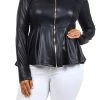 Curvaceous Boutique Black Faux Leather Peplum Jacket SALE