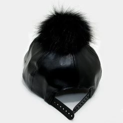 Curvaceous Boutique ACCESSORIES Black Pom Pom Baseball Cap