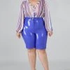 Curvaceous Boutique Blue Liquid Bermudas SALE