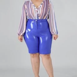 Curvaceous Boutique Blue Liquid Bermudas SALE