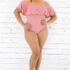 Curvaceous Boutique Mauve Gally Sheer Ruffle Body-suit 1 Curvaceous Boutique Mauve Gally Sheer Ruffle Body-suit