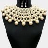 Curvaceous Boutique ACCESSORIES Cream Pearl Bib Choker Necklace