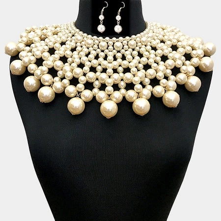 Curvaceous Boutique ACCESSORIES Cream Pearl Bib Choker Necklace 3 Curvaceous Boutique ACCESSORIES Cream Pearl Bib Choker Necklace