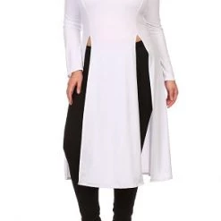 Curvaceous Boutique White Double Front Slit Top TOPS