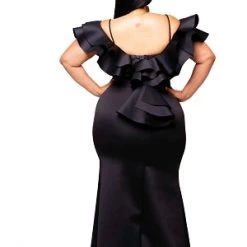 New Arrivals Black Kim Ruffle Gown