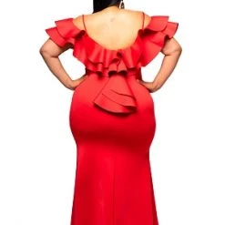 New Arrivals Red Kim Ruffle Gown