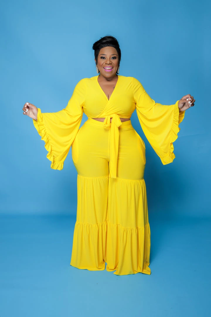 Curvaceous Boutique Yellow Chaka Pant Set SETS 3 Curvaceous Boutique Yellow Chaka Pant Set SETS