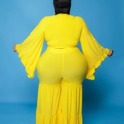 Curvaceous Boutique Yellow Chaka Pant Set SETS