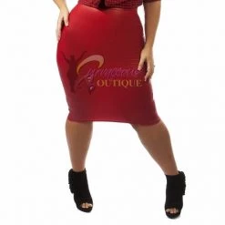 Curvaceous Boutique SALE Red Faux Leather Pencil Skirt