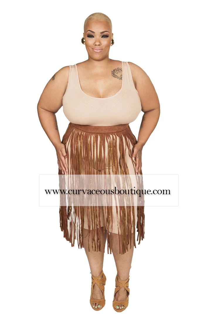 Curvaceous Boutique Brown Suede Fringe Plus Size Belt 3 Curvaceous Boutique Brown Suede Fringe Plus Size Belt