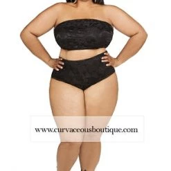 Curvaceous Boutique Black Winter Lace Swim Set