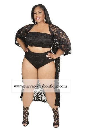 Curvaceous Boutique Black Winter Lace Swim Set 3 Curvaceous Boutique Black Winter Lace Swim Set