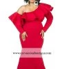 Curvaceous Boutique Red Olivia Ruffle Gown DRESSES