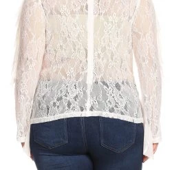 Curvaceous Boutique Ivory Lace Ruffle Trim Top