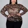 Curvaceous Boutique Leopard Sheer Top NEW