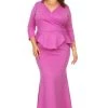 Curvaceous Boutique Fuchsia Madelyn Peplum Maxi Dress