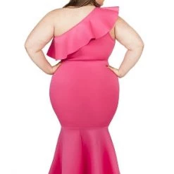 Curvaceous Boutique Pink Dorinda One Shoulder Gown DRESSES