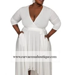 Curvaceous Boutique Ivory Sofie Hi Lo Dress