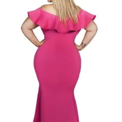 Curvaceous Boutique GOWNS PInk Chandler Ruffle Gown