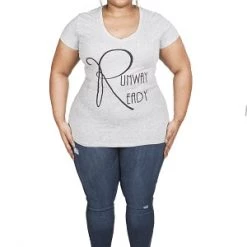 Curvaceous Boutique Grey New Runway Ready T-Shirt TOPS