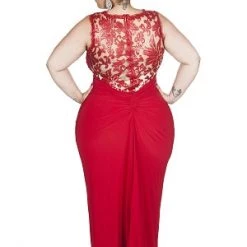Curvaceous Boutique Red Carrington Lace Gown SALE