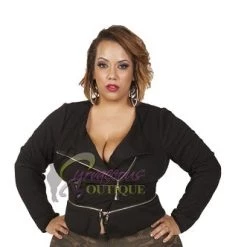 Curvaceous Boutique Black Zipper Crop Jacket