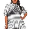 Curvaceous Boutique Extended Size Stripe Peplum Top PLUS 4X, 5X, 6X