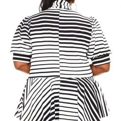 Curvaceous Boutique Extended Size Stripe Peplum Top PLUS 4X, 5X, 6X